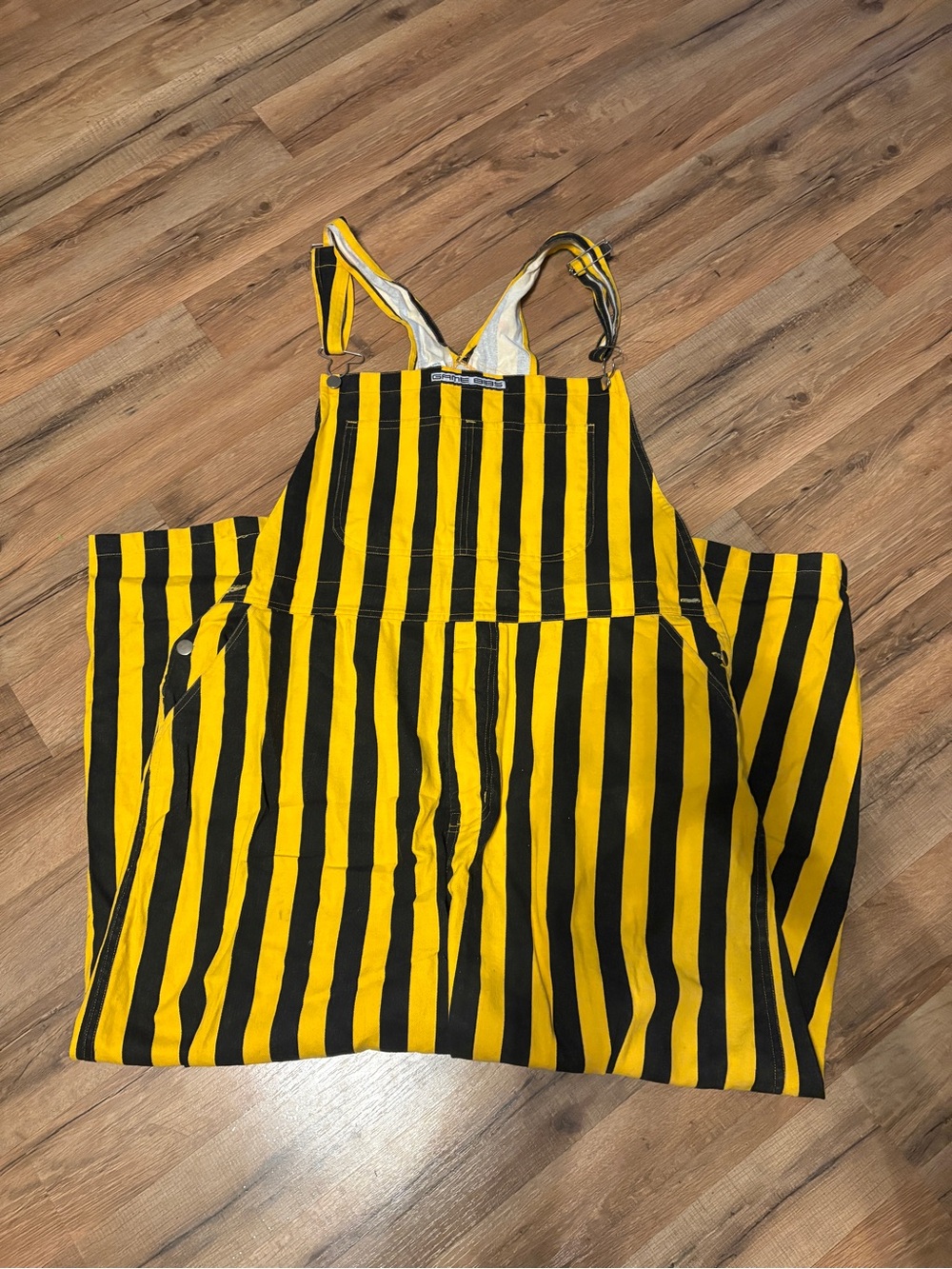 Yellow & Black Striped Men’s Cargo Overalls